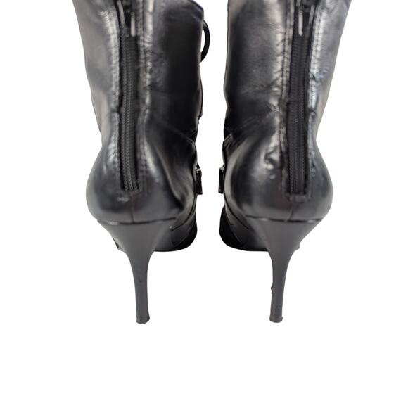 NINE WEST! BLACK GENUINE LEATHER & SUEDE POINTY TOE STILETTO ANKLE BOOTS! SZ 10M - Picture 9 of 13